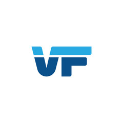 Initial letter VF, straight linked line bold logo, simple flat blue colors