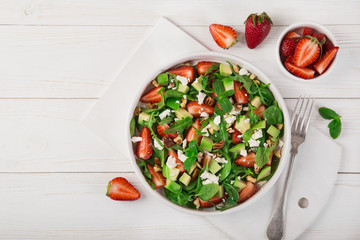 strawberry, avocado, spinach, arugula and feta cheese salad
