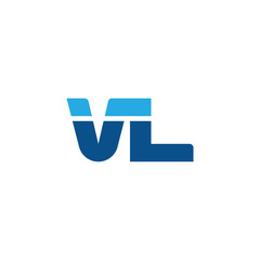 Initial letter VL, straight linked line bold logo, simple flat blue colors