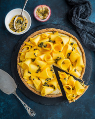 mango and passion fruit cheesecake