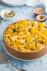 mango and passion fruit cheesecake