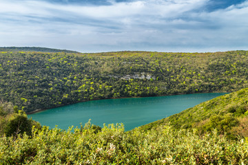 The Lim bay and valley near Rovinj and Vrsar on the western coast of Istria, south of Porec, Croatia, Europe.