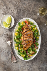 grilled chicken breast with vegetable salad,