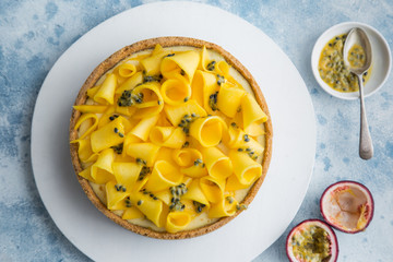 delicious mango and passion fruit cheesecake