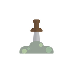 Excalibur sword flat icon, vector sign, colorful pictogram isolated on white. The sword in the stone symbol, logo illustration. Flat style design
