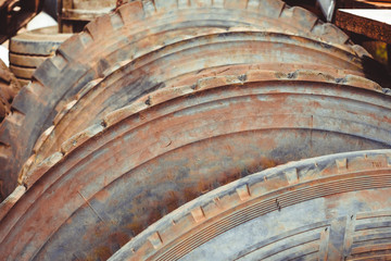 old tires on the dump truck