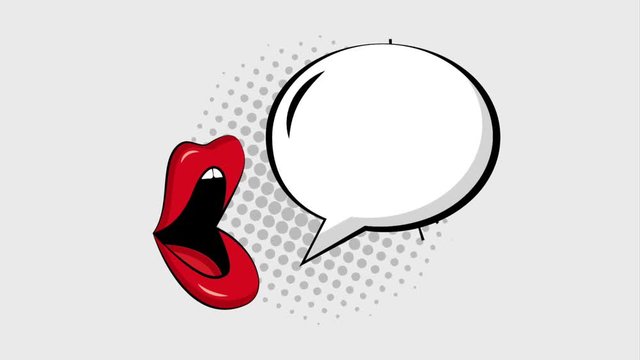 pop art lips speech bubble dots background