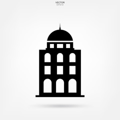 Classic building icon. Architectural sign and symbol. Vector illustration.