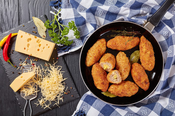 meat croquettes with melted cheese filling