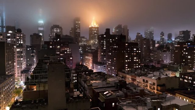 New York Time-lapse Midtown Night Fog 3