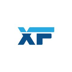Initial letter XF, straight linked line bold logo, simple flat blue colors