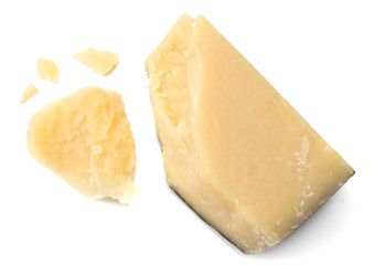 parmesan cheese isolated on a white background top view