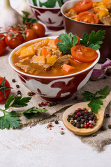 Thick soup with meat