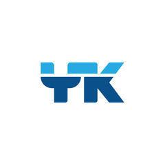 Initial letter YK, straight linked line bold logo, simple flat blue colors