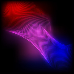 Abstract neon wave element for design. Stylized line art background. Vector illustration. Curved wavy line, smooth stripes.