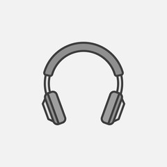 Gray headphones isolated icon. Vector headphone concept sign