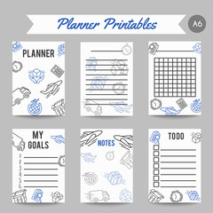 Delivery and express shipment planner. Courier and shipping icons. Logistic service organizer. Line art vector