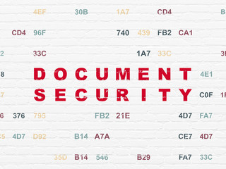 Protection concept: Painted red text Document Security on White Brick wall background with Hexadecimal Code