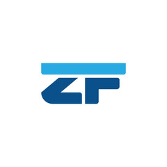 Initial letter ZF, straight linked line bold logo, simple flat blue colors