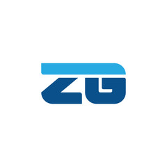 Initial letter ZG, straight linked line bold logo, simple flat blue colors