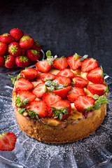 American strawberry cheesecake with mascarpone and cream cheese