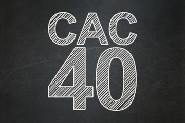 Stock market indexes concept: text CAC 40 on Black chalkboard background