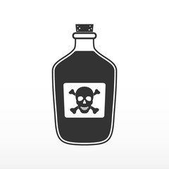 Bottle of poison. Glass bottle with poison. Icon on white background. - 203189866