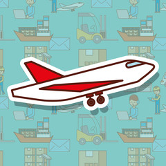 logistic airplane transport delivery cargo vector illustration