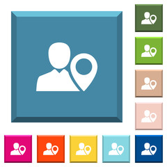 User location white icons on edged square buttons