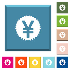 Yen sticker white icons on edged square buttons