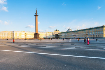 Palace Square and General Staff Building at sunset
