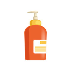 Plastic bottle with dispenser for cream, lotion or liquid soap vector Illustration on a white background