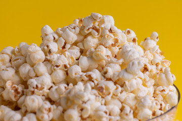 Popcorn in a bowl, space for text