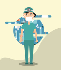 doctor in surgeon uniform medical hospital work vector illustration