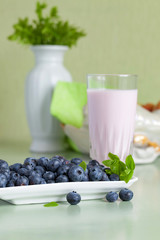  Blueberry yogurt and berries.