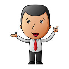 Cartoon businessman pointing his finger up