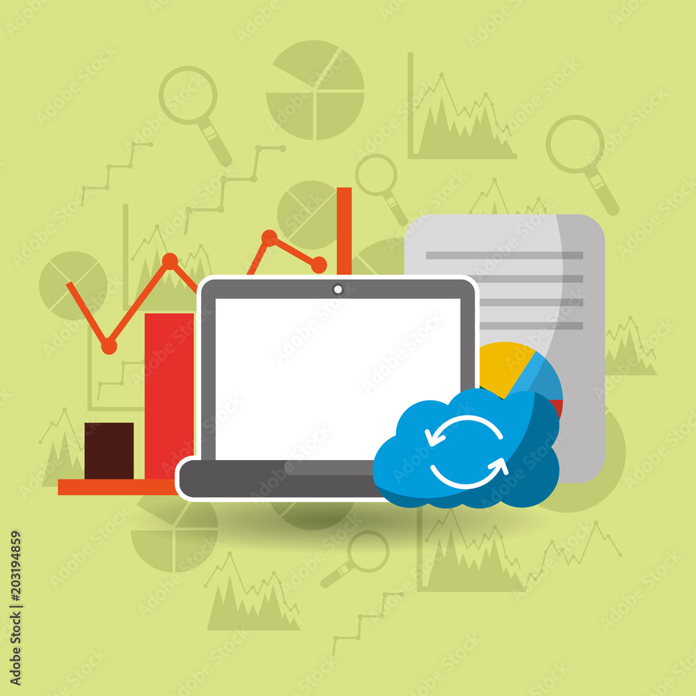 Poster cloud computing laptop business hosting network vector illustration