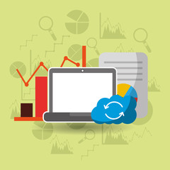 Fototapeta na wymiar cloud computing laptop business hosting network vector illustration
