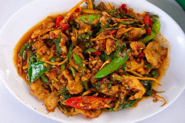 Crocodile meat with spicy.