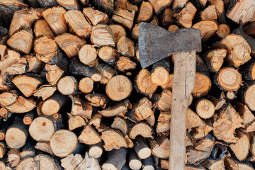 Ax on wood