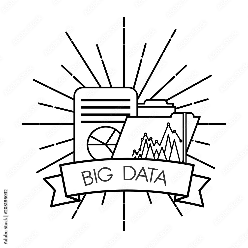 Poster big data files report document white background vector illustration