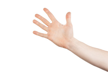 Hand showing gestures on a white background