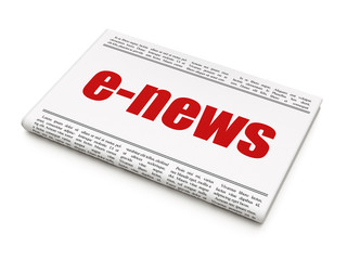 News concept: newspaper headline E-news on White background, 3D rendering