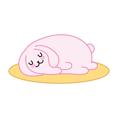 cute rabbit sleeping kawaii character vector illustration design