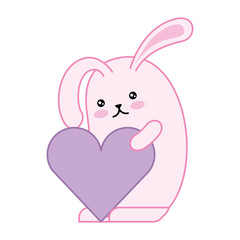 cute rabbit with heart kawaii character vector illustration design