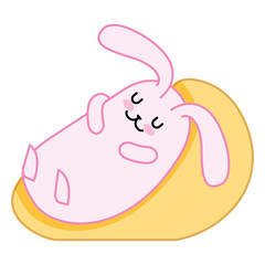 cute rabbit sleeping kawaii character vector illustration design