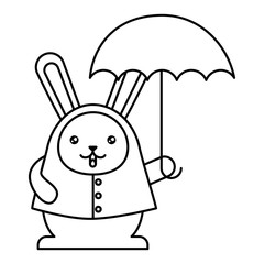cute rabbit with umbrella kawaii character vector illustration design