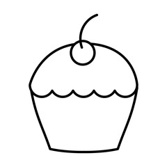 delicious cup cake with cherry icon vector illustration design