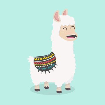 funny alpaca  fluffy  vector