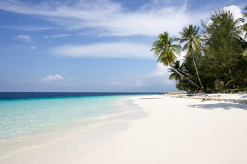 Fototapeta na wymiar beautiful exotic beach in fam island in raja ampat archipelago